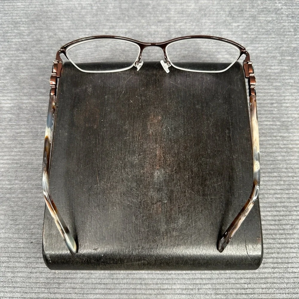Badgley Mischka Clio Brown Crystal Y2K Cat Eye Eyeglasses 52-18-135